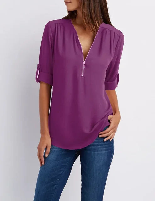 Valenzora | Modernes Zip-Top aus nachhaltiger Baumwolle
