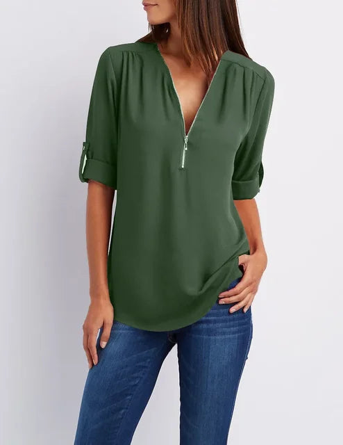 Valenzora | Modernes Zip-Top aus nachhaltiger Baumwolle