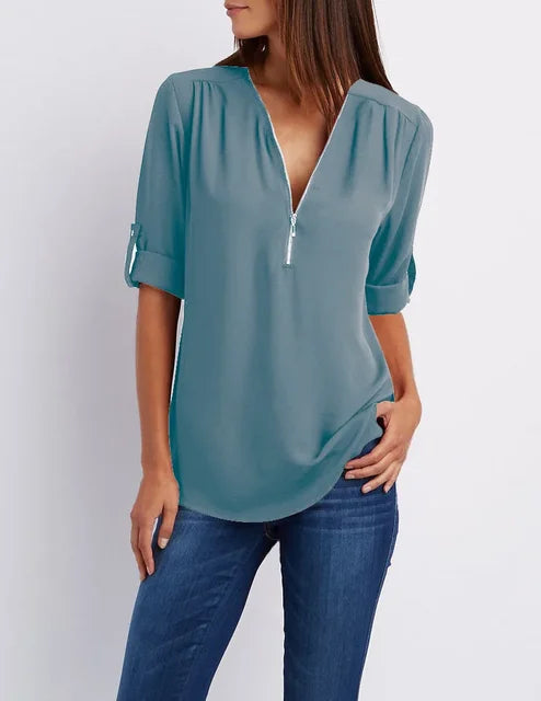 Valenzora | Modernes Zip-Top aus nachhaltiger Baumwolle