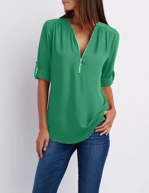 Valenzora | Modernes Zip-Top aus nachhaltiger Baumwolle
