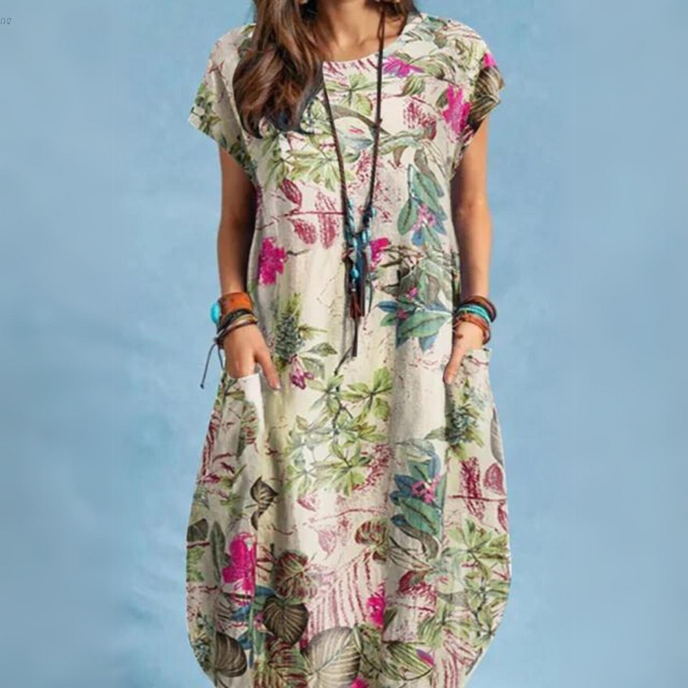 Valenzora | Elegantes Sommerkleid mit Rundhalsausschnitt