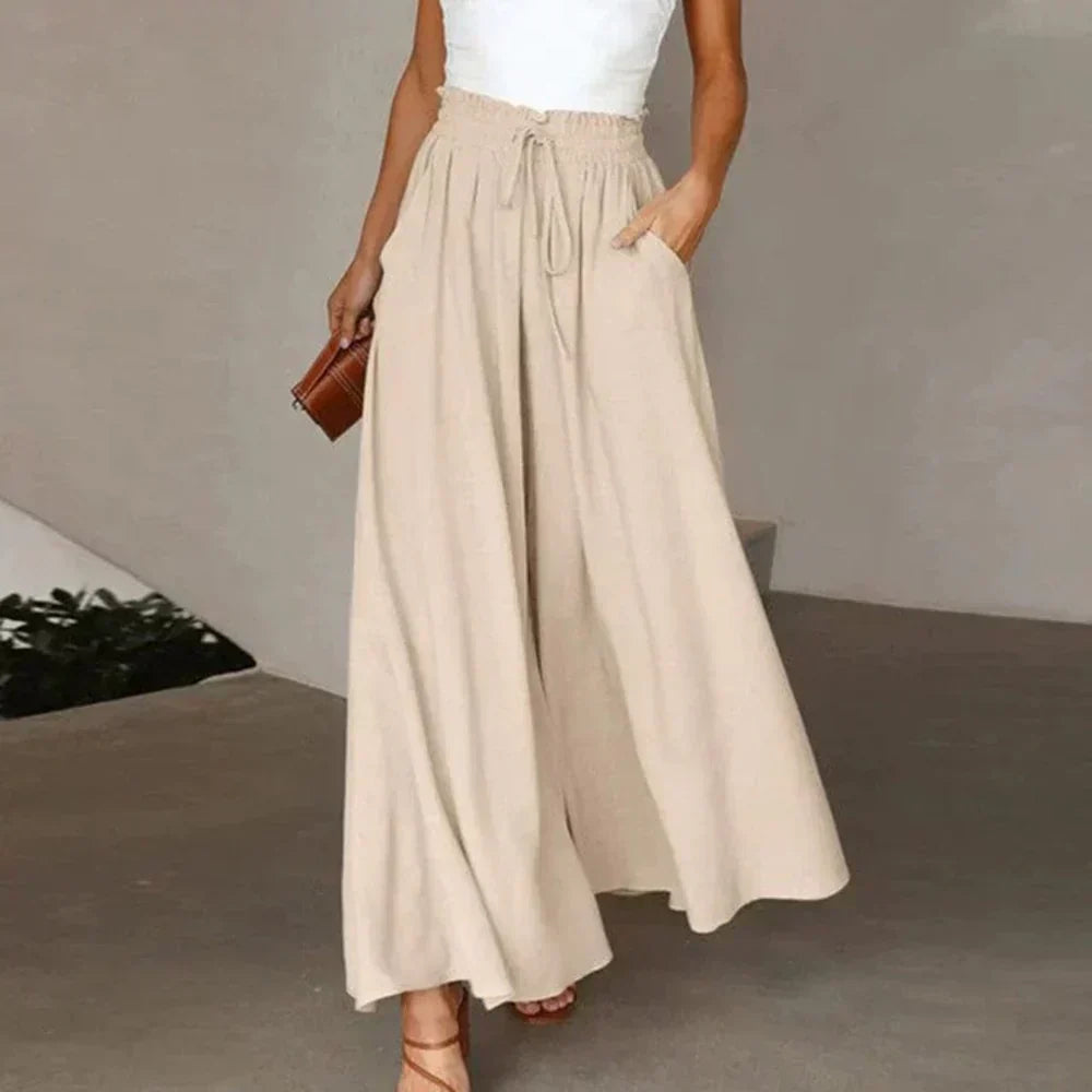 Valenzora | Wide-leg women's summer trousers with elasticated waistband