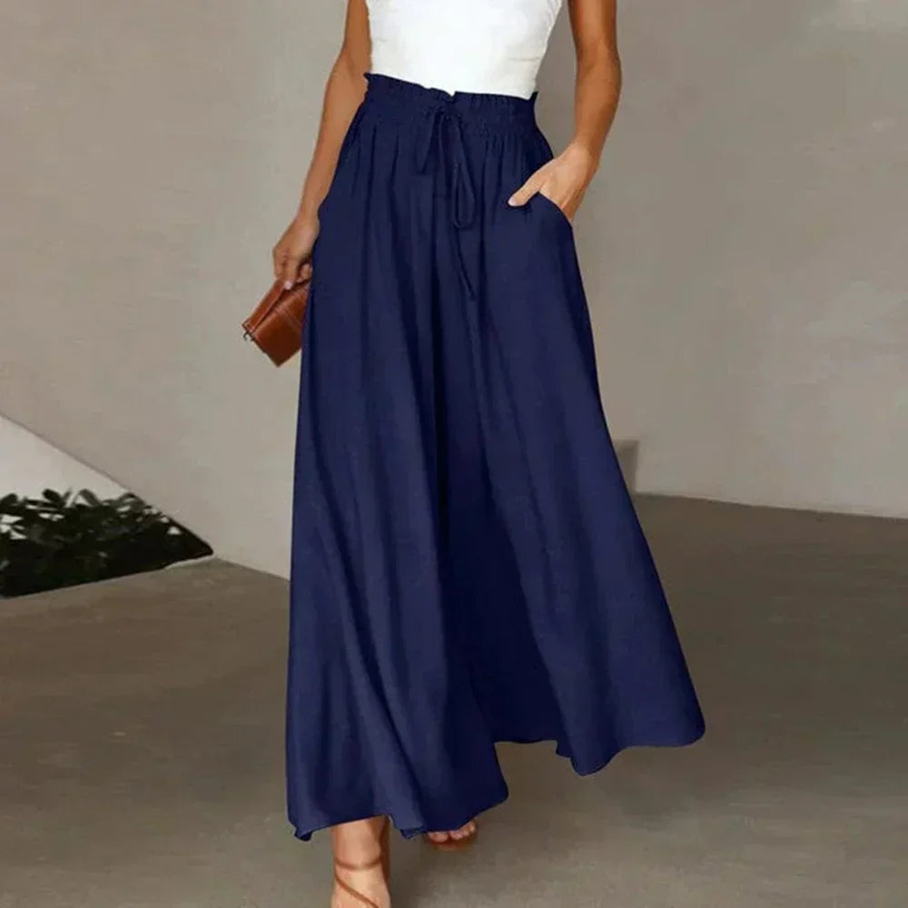 Valenzora | Wide-leg women's summer trousers with elasticated waistband