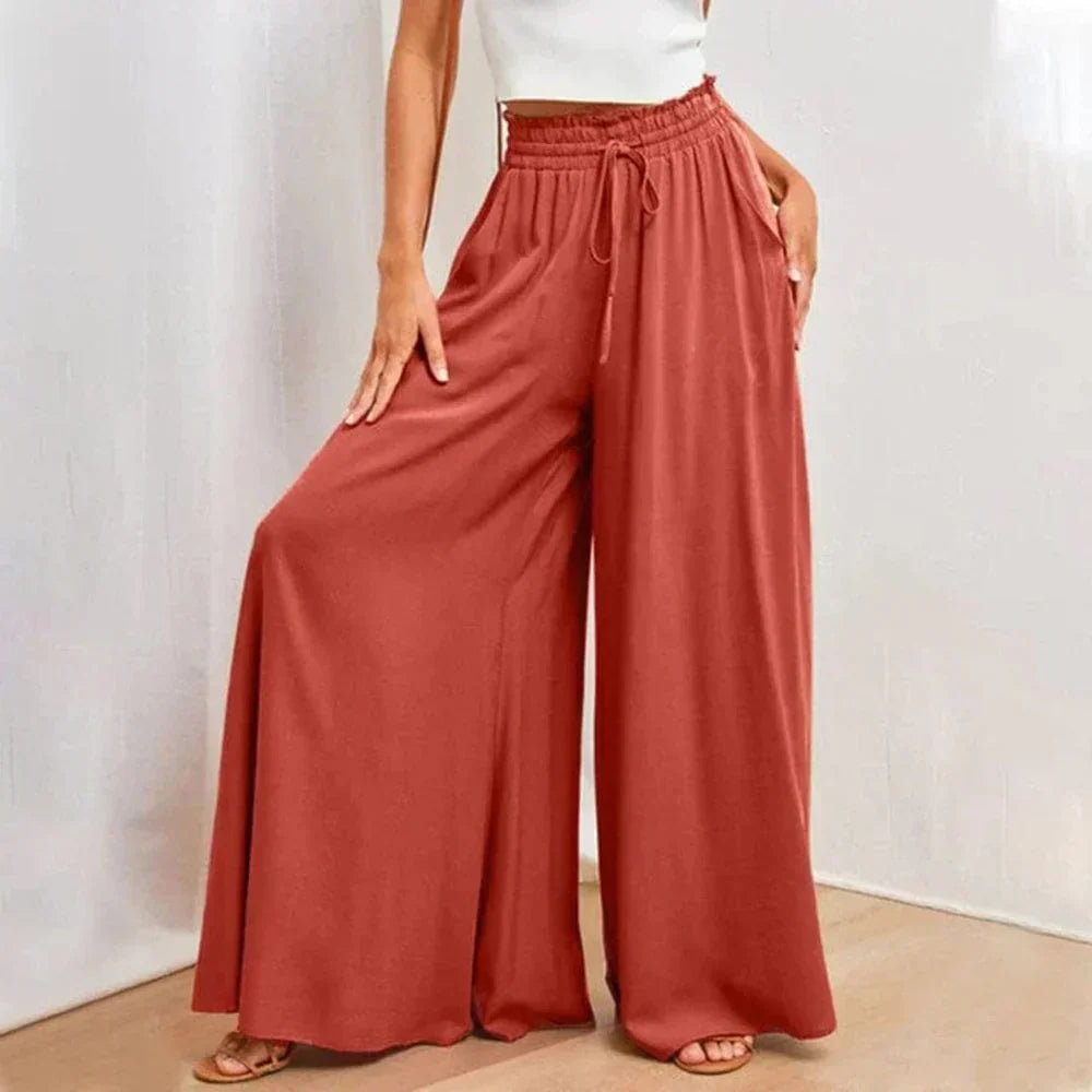 Valenzora | Wide-leg women's summer trousers with elasticated waistband