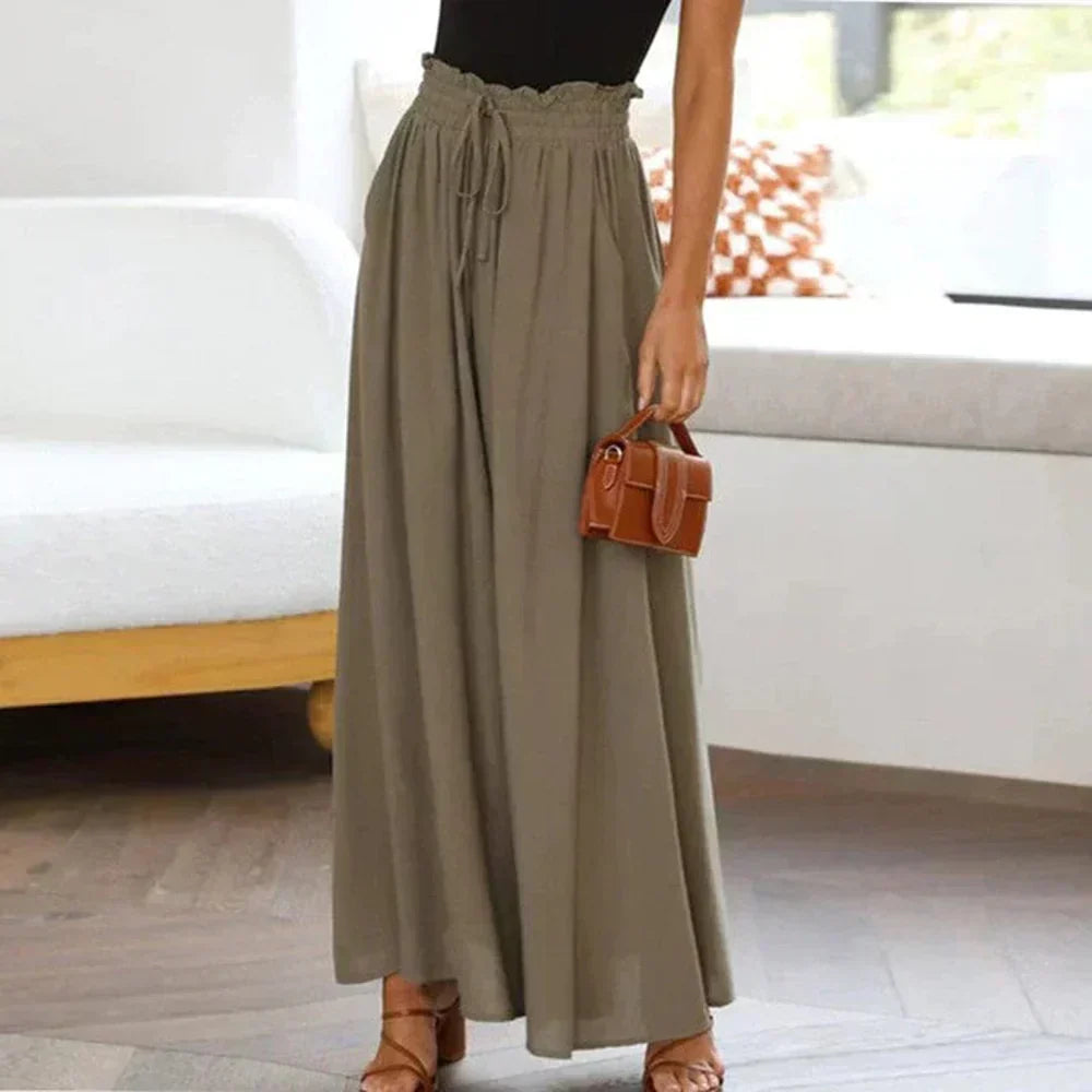 Valenzora | Wide-leg women's summer trousers with elasticated waistband