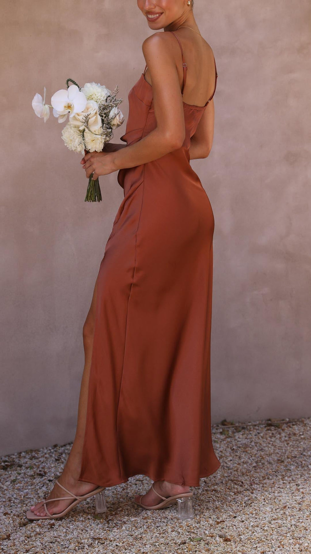 Valenzora | Square-neck satin pleated maxi dress