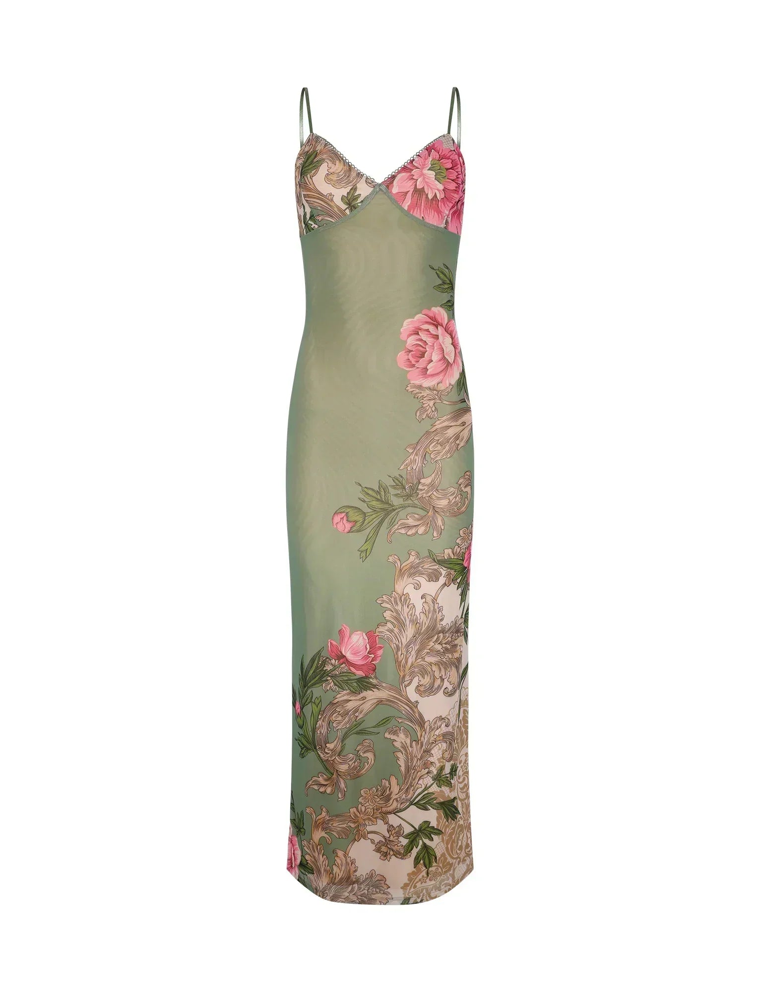 Valenzora | Floral Green Lace Dress