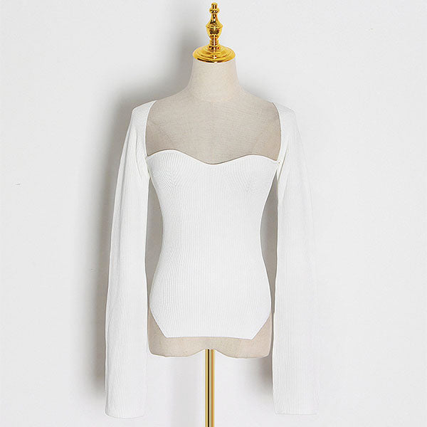 Knit top with round neck