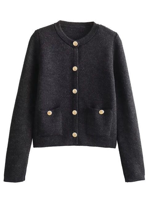 Strickjacke mit Rundhalsausschnitt