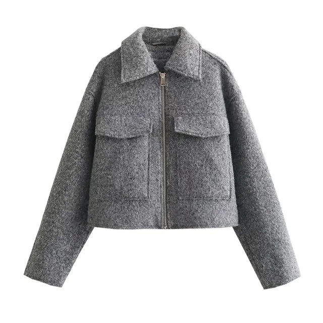 Valenzora | Stylish cropped jacket with zipper