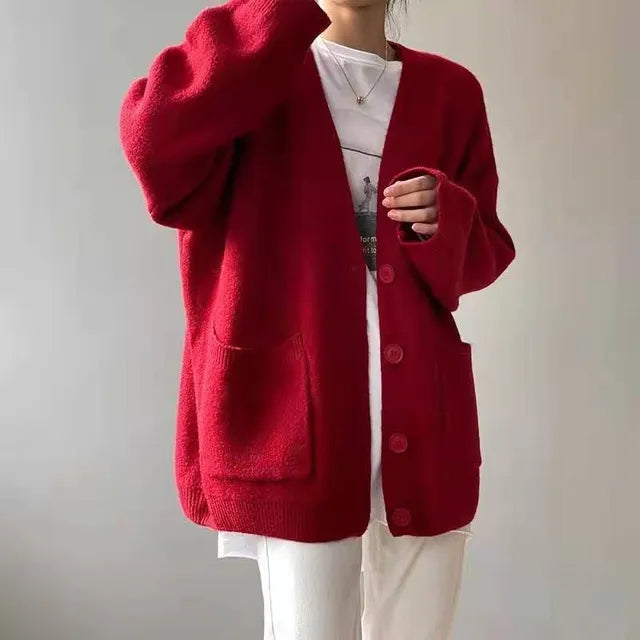 Casual cardigans with a V-neck and long sleeves