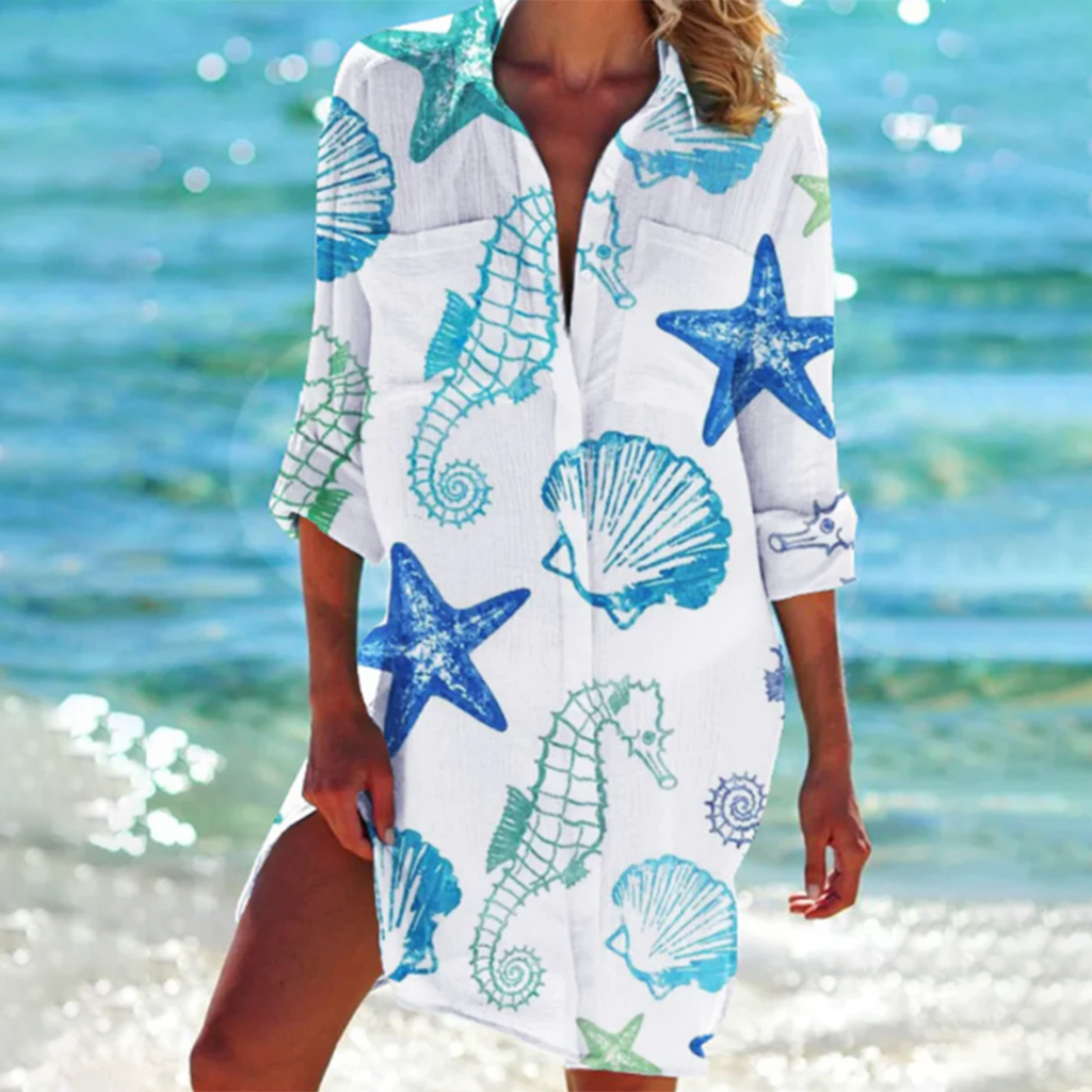 Valenzora | Boho Short Dress, Airy Lightweight Fabric, V-Neck, Casual Wear