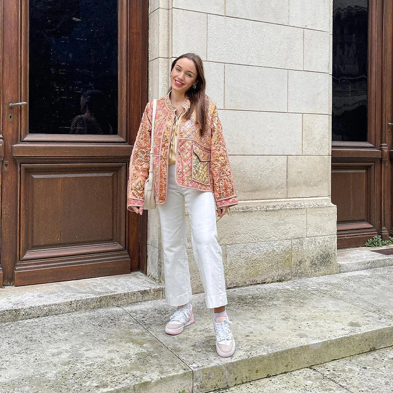 Valenzora | Übergroße Boho-Stil offene Tweed-Jacke Damenjacke