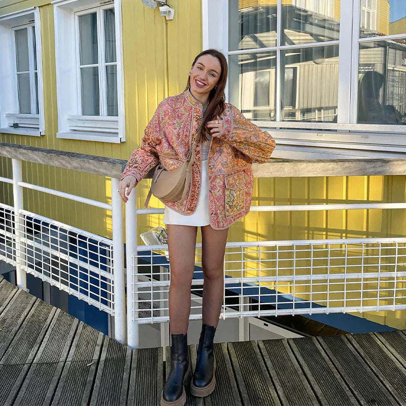 Valenzora | Übergroße Boho-Stil offene Tweed-Jacke Damenjacke