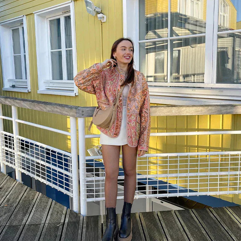 Valenzora | Übergroße Boho-Stil offene Tweed-Jacke Damenjacke