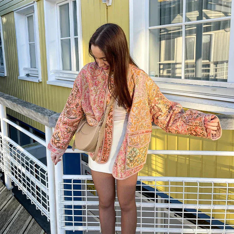 Valenzora | Übergroße Boho-Stil offene Tweed-Jacke Damenjacke