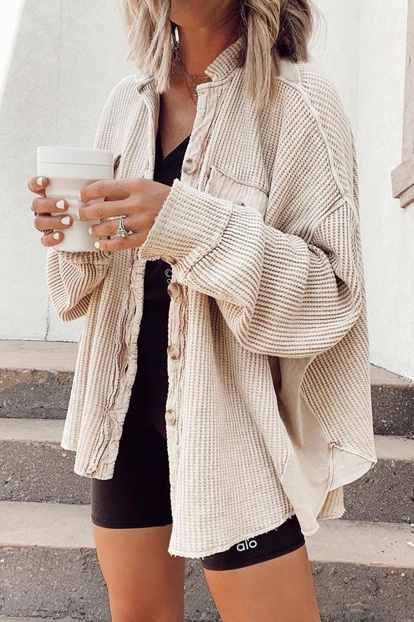 Oversized jacket - Women's long-sleeved button-front overshirt