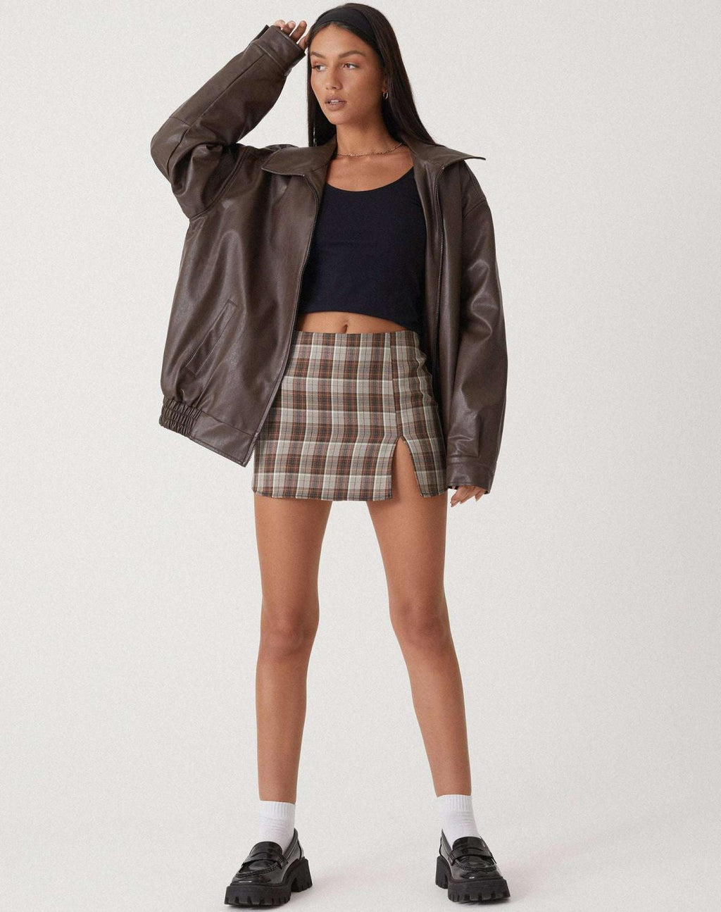 Valenzora | Oversized Faux Leather Jacket with Zipper, Women's Faux Leather Jacket