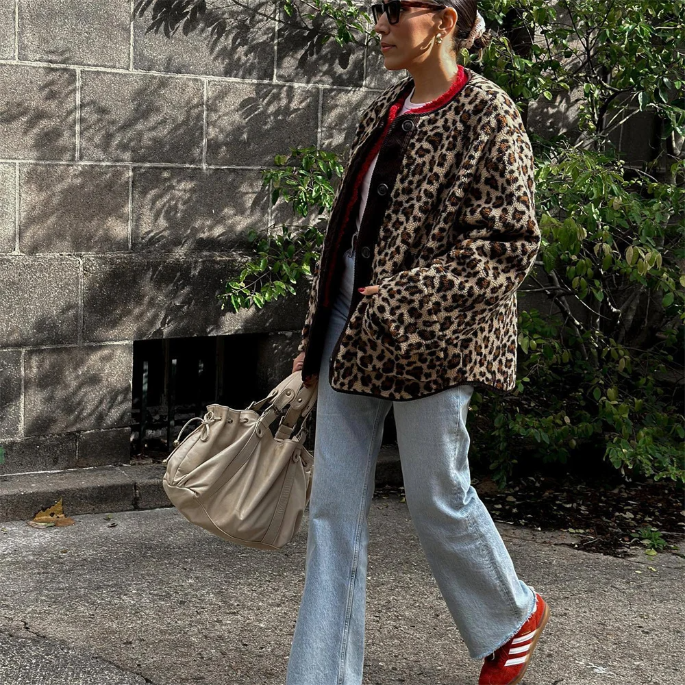 Valenzora | Oversized Leopard Print Button Summer Jacket Women's Jacket