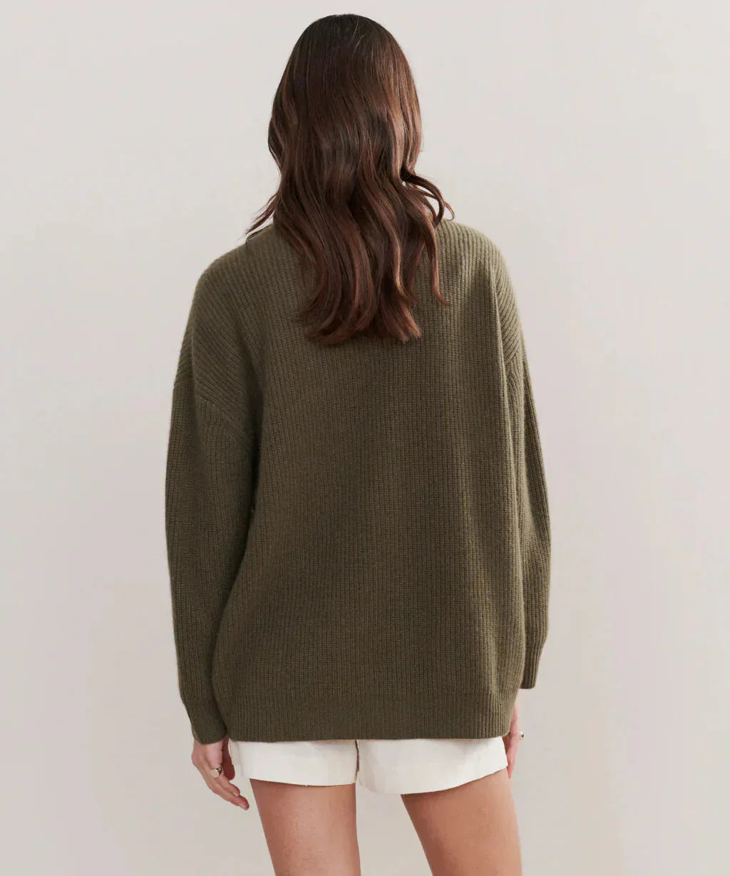 Valenzora | Übergroße Damen-Kaschmir-Strickjacke mit V-Ausschnitt und Knöpfen