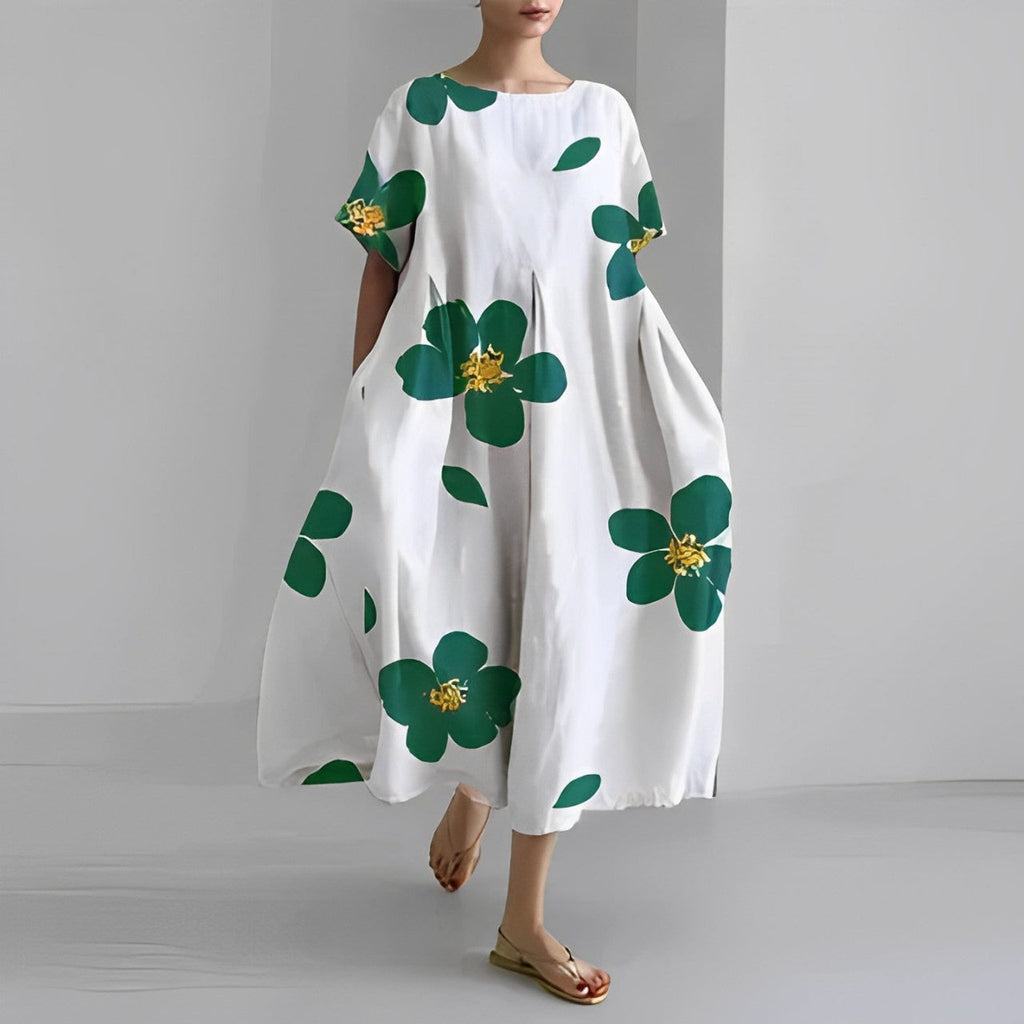 Valenzora | Oversized dress, loose fit, short sleeves, summer dress, long dresses