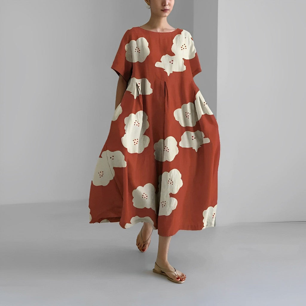 Valenzora | Oversized dress, loose fit, short sleeves, summer dress, long dresses