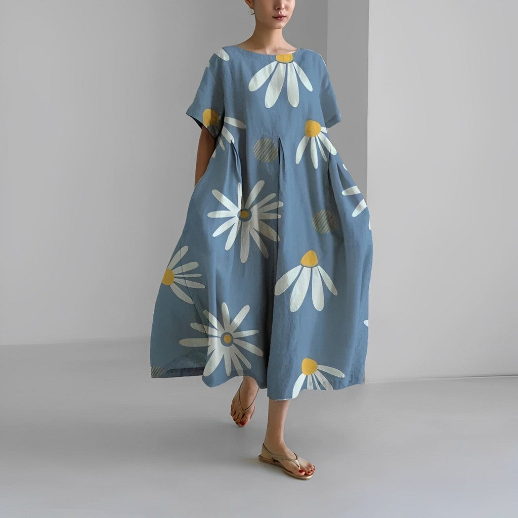 Valenzora | Oversized dress, loose fit, short sleeves, summer dress, long dresses