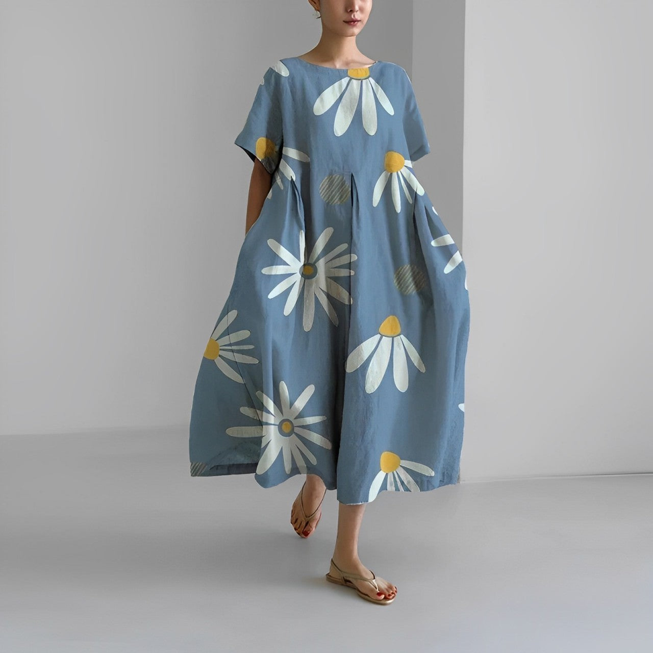 Valenzora | Oversized dress, loose fit, short sleeves, summer dress, long dresses