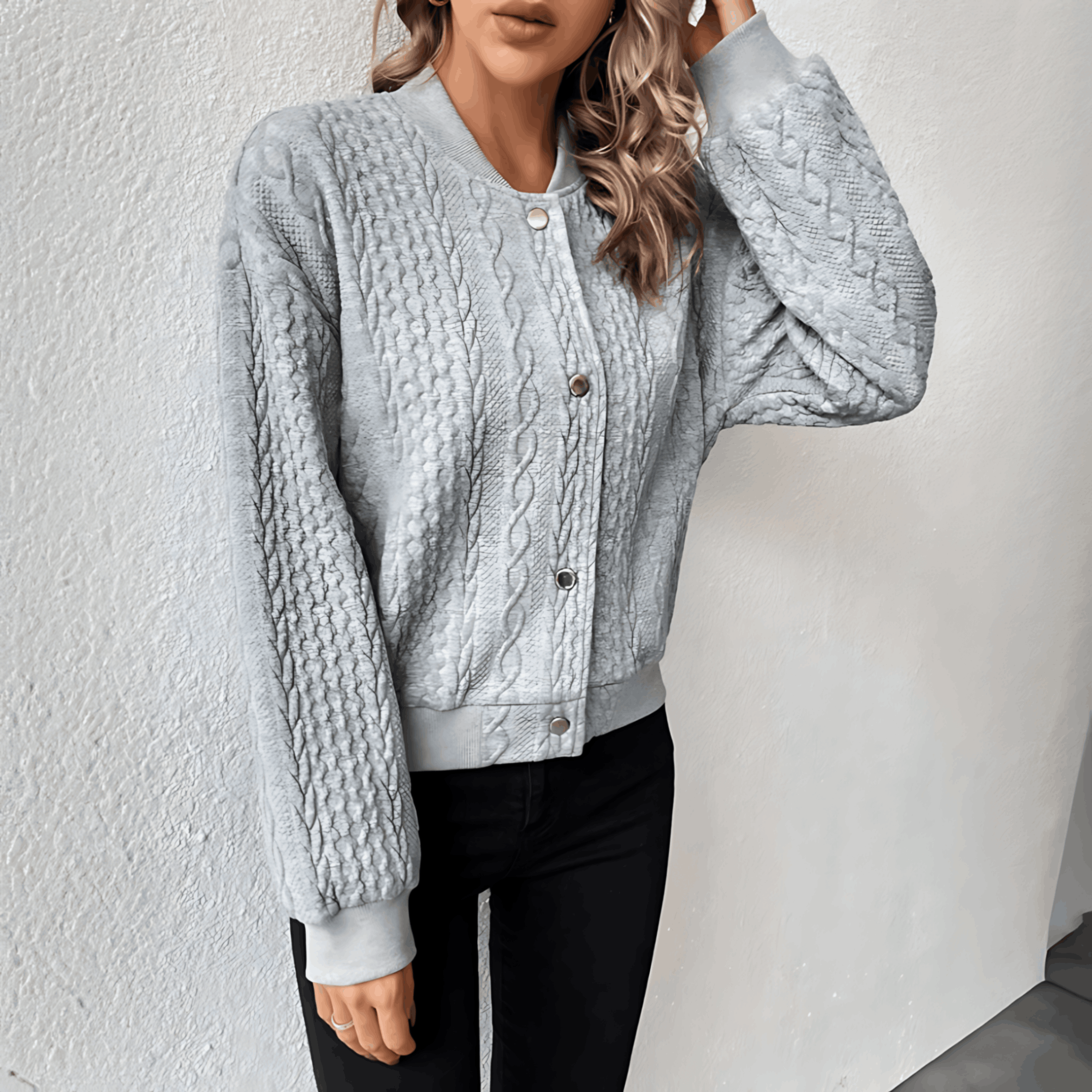 Valenzora | Women's bomber-style cardigan with buttons