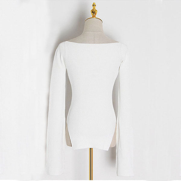 Knit top with round neck
