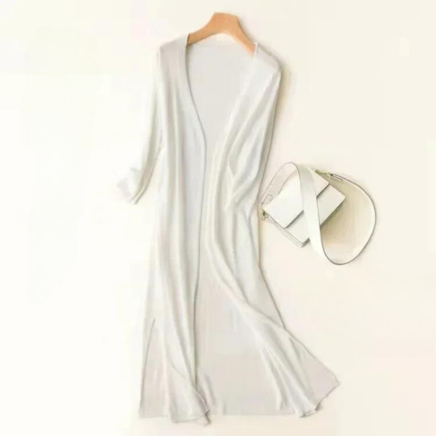 Valenzora | Lange, offene Strickjacke