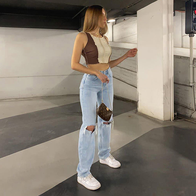 Valenzora Women's Jeans with a Loose Fit, Ripped, Wide Leg, High Waist, Casual Baggy Jeans