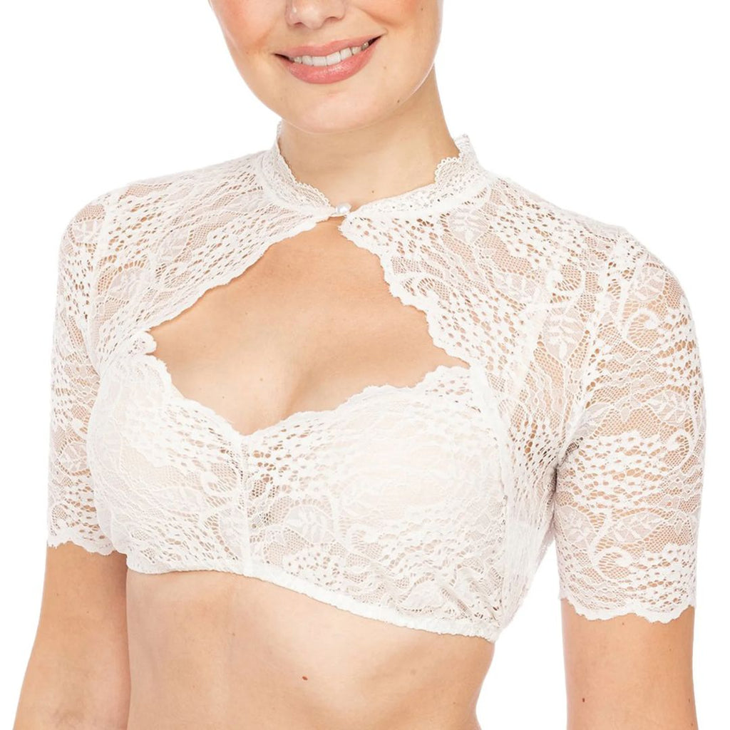 Valenzora | Dirndl blouse with lace pattern and seductive neckline for Oktoberfest