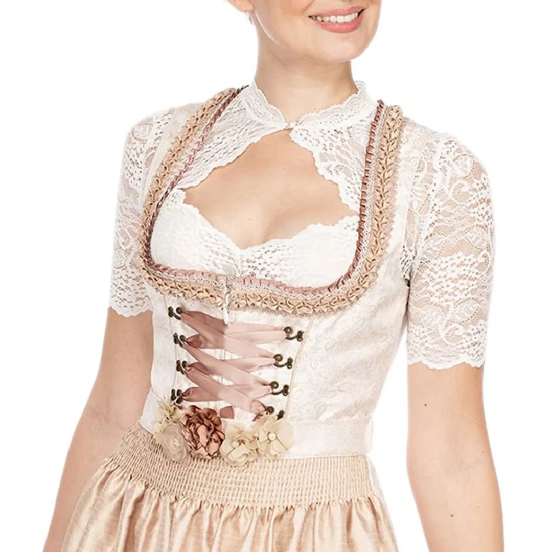 Valenzora | Dirndl blouse with lace pattern and seductive neckline for Oktoberfest