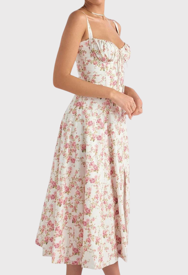 Carmea™ Floral Bustier Dress with Waist Shaping