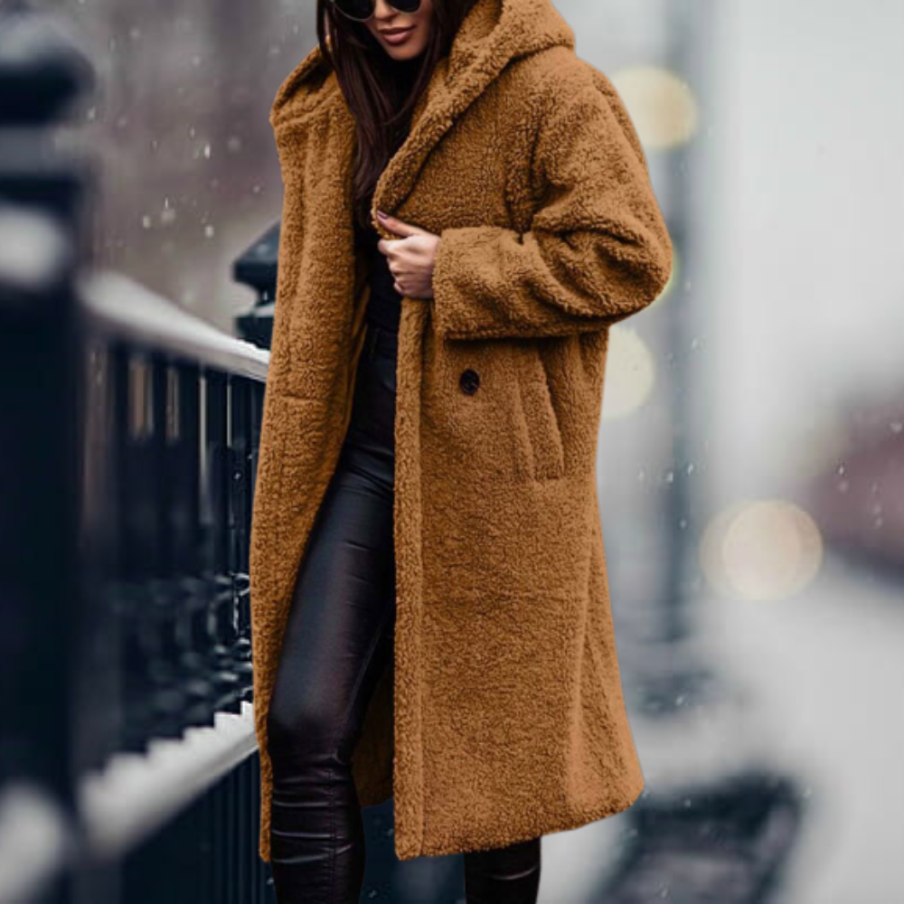 The coziest, most elegant faux fur hooded jacket