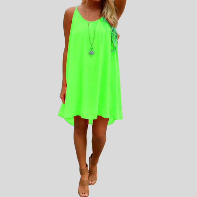 Valenzora | Sleeveless summer dress with spaghetti straps. Light and airy. Casual cut.