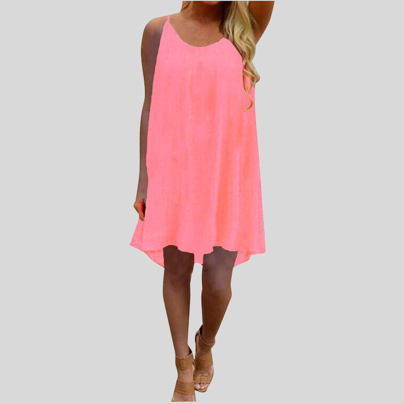 Valenzora | Ärmelloses Sommerkleid mit Spaghettiträgern. Leicht und luftig. Lässiger Schnitt.