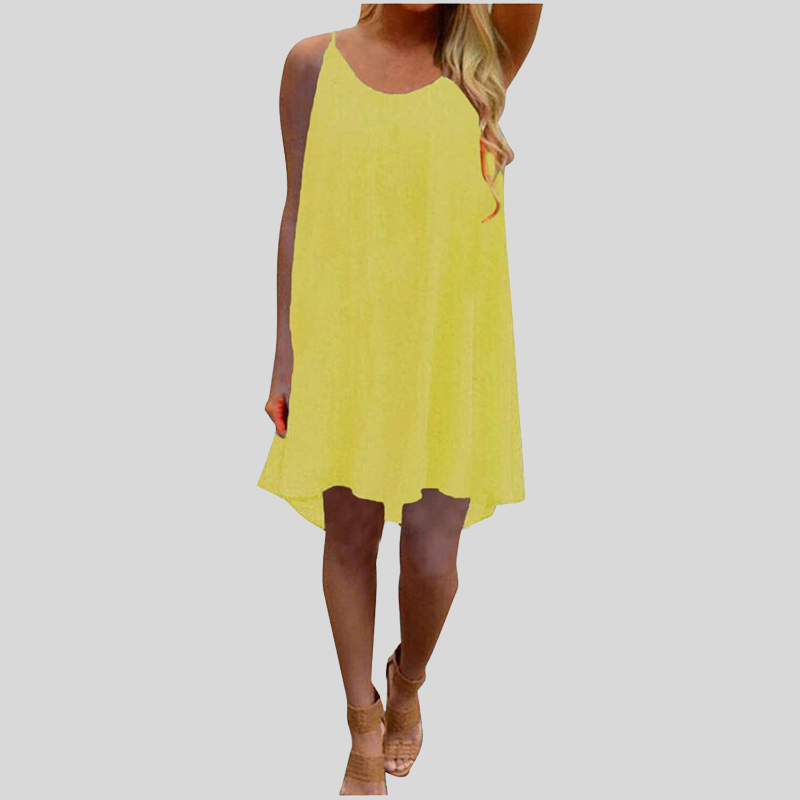 Valenzora | Sleeveless summer dress with spaghetti straps. Light and airy. Casual cut.