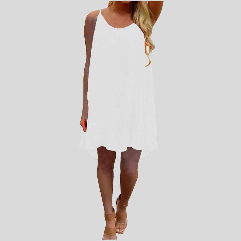 Valenzora | Ärmelloses Sommerkleid mit Spaghettiträgern. Leicht und luftig. Lässiger Schnitt.