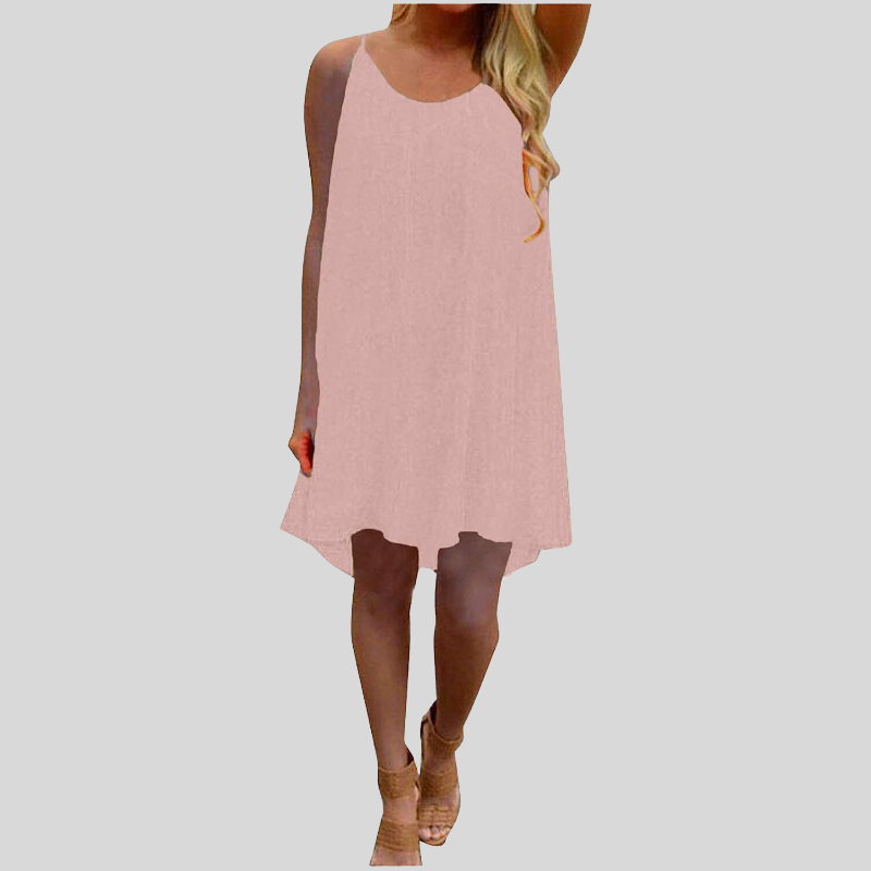 Valenzora | Ärmelloses Sommerkleid mit Spaghettiträgern. Leicht und luftig. Lässiger Schnitt.