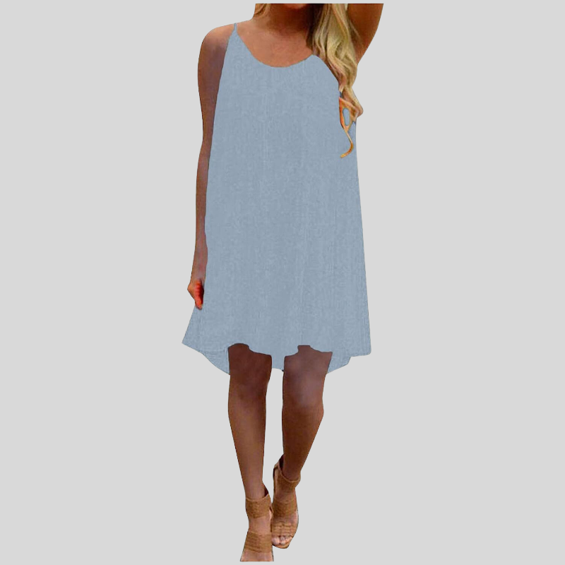 Valenzora | Ärmelloses Sommerkleid mit Spaghettiträgern. Leicht und luftig. Lässiger Schnitt.