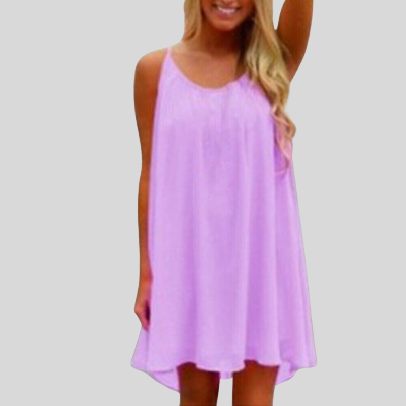 Valenzora | Ärmelloses Sommerkleid mit Spaghettiträgern. Leicht und luftig. Lässiger Schnitt.
