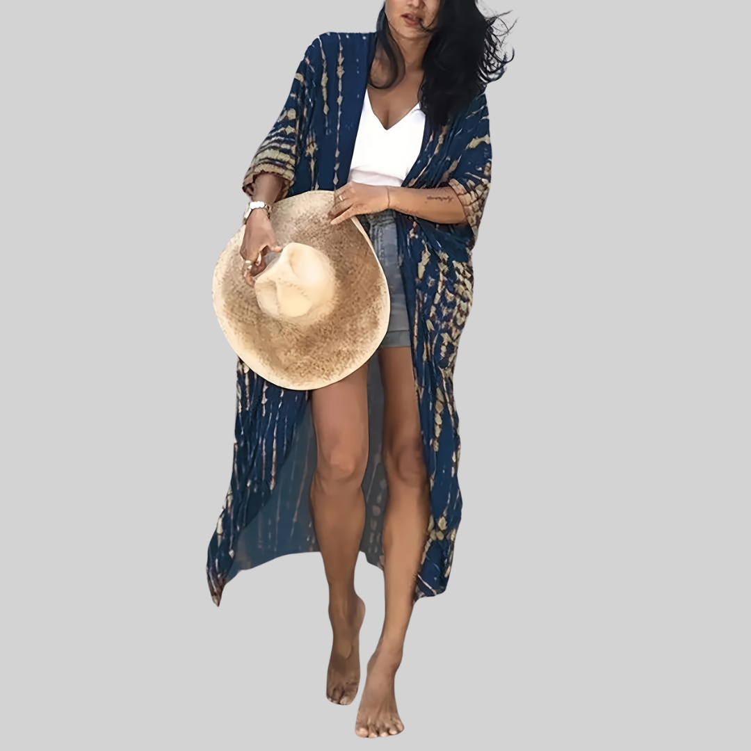 Valenzora Midi Kimono – Boho – Allover Print Loose Fit