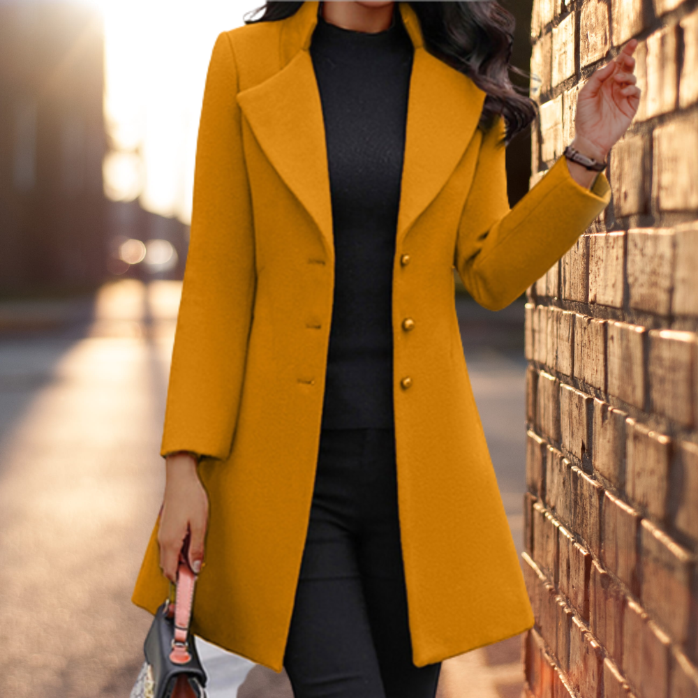 Valenzora - Elegant solid long jacket coat