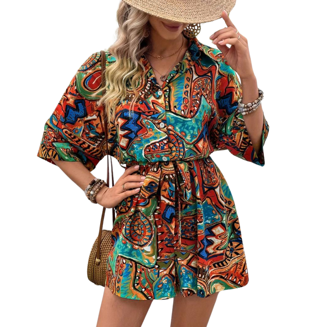 Valenzora Jumpsuit - Vintage - Short sleeves with belt