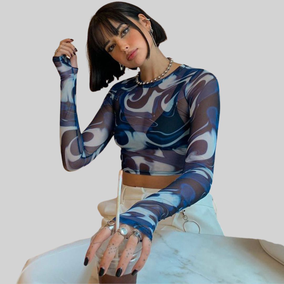 Valenzora Top - Vintage - Transparent Mesh Shirt