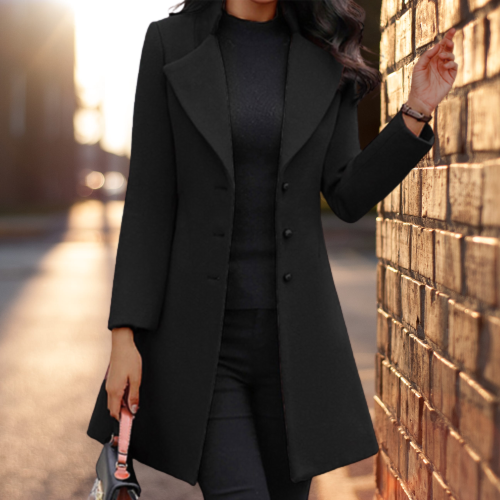 Valenzora - Elegant solid long jacket coat