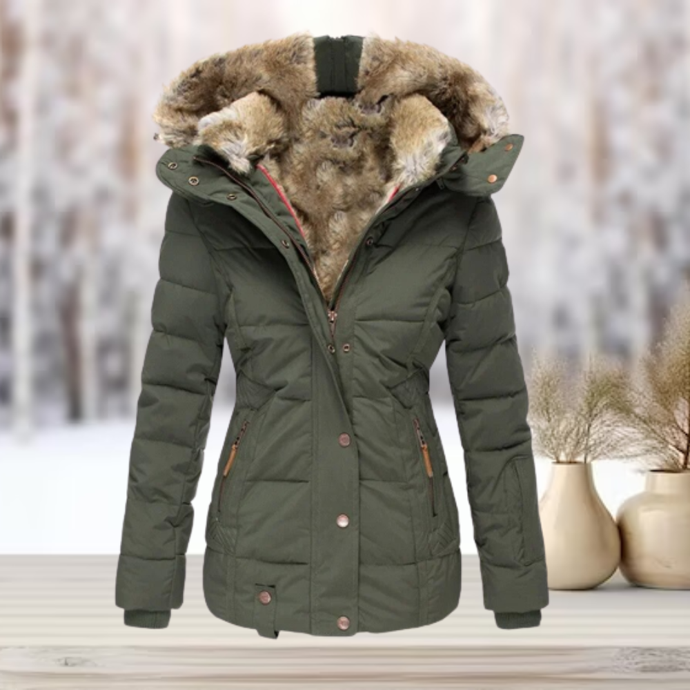 Valenzora | Elegante Winterjacke mit Pelz und Kapuze