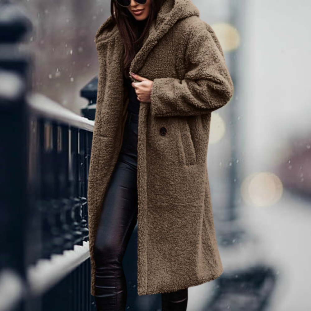 The coziest, most elegant faux fur hooded jacket